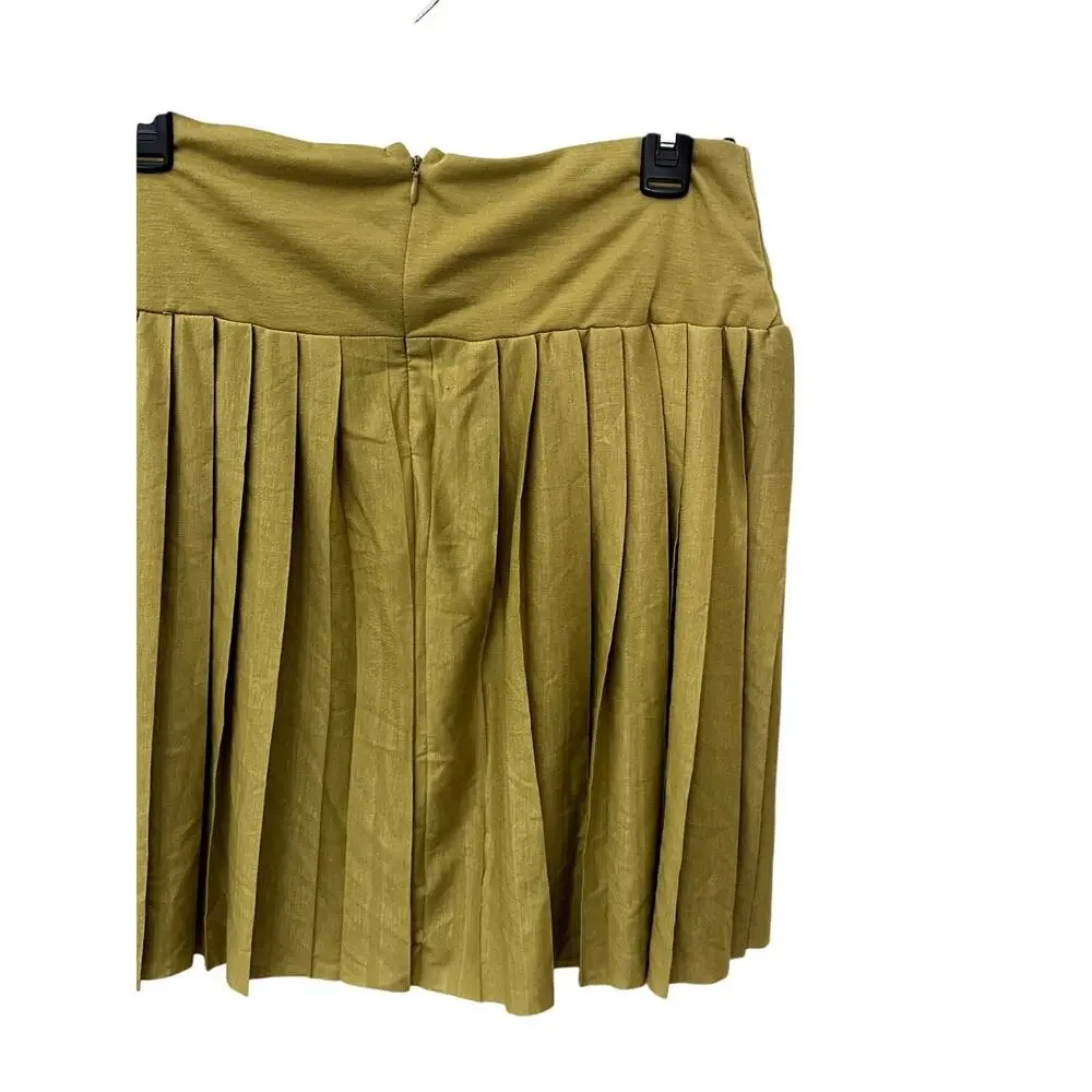 Vero Moda Mini Skirt Wide Waistband Pleated Knit with Back Zip Green Medium NWT